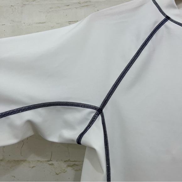Lands End White Rash Guard Short Sleeve Swim Shirt - Picture 3 of 8